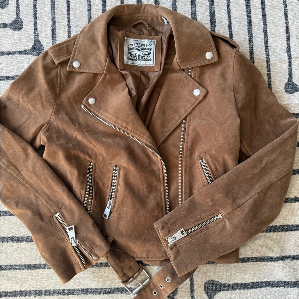 Levi's Brown Moto Jacket with Zip & Belt Detail